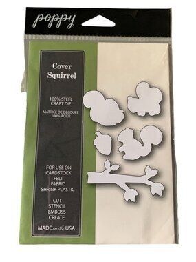 Poppy Stamps Cover Squirrel Steel Metal Craft Die Set - New